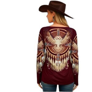 Western Print Long Sleeve T-shirt